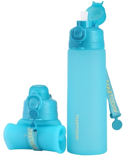 Collapsible Water Bottles with Straw for Travel