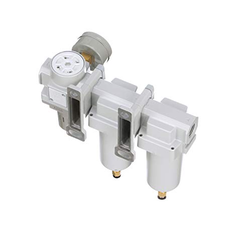 SAU430-N06DG-MEP Three Stage Air Drying System Particulate Air Filter, Coalescing Filter, Air Pressure Regulator Combo 3/4" NPT - Metal Bowl, Auto Drain, Bracket, Gauge