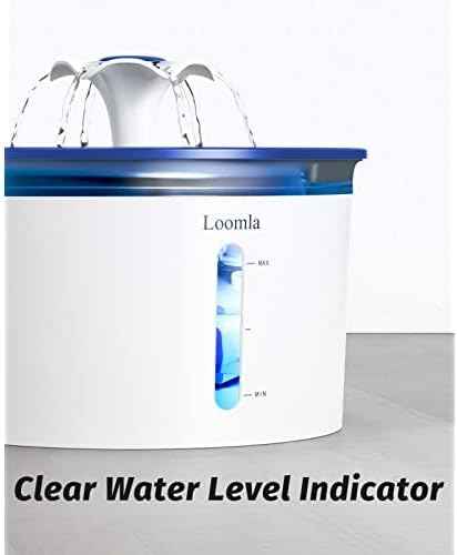 Loomla Cat Water Fountain, 85oz/2.5L Pet Water Fountain Indoor, Automatic Dog Water Dispenser with Switchable LED Lights, 2 Replacement Filters for Cats, Dogs, Pets (Navy Blue), VC1471