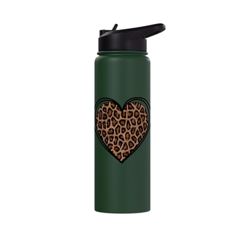 Heart Shape Cute Cheetah Leopard Print Graphic Stainless Steel Insulated Water Bottle