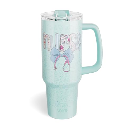 40oz Nurse Tumbler with Handle and Flip Straw
