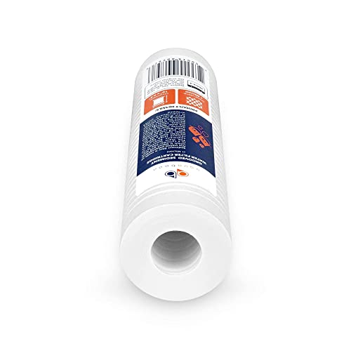 Whole House 1 Micron 10 x 2.5 PP Grooved Sediment Water Filter Cartridge Replacement Compatible with AP110 (6 Count)