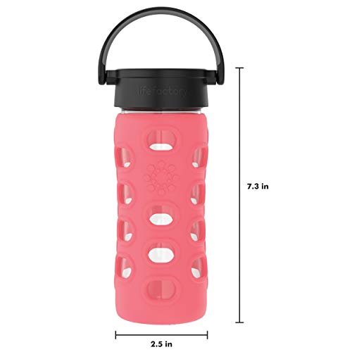 12-Ounce BPA-Free Glass Water Bottle with Classic Cap and Protective Silicone Sleeve, Coral