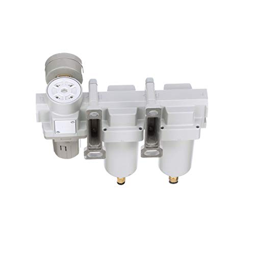 SAU430-N04DG-MEP Three Stage Air Drying System Particulate Air Filter, Coalescing Filter, Air Pressure Regulator Combo 1/2" NPT - Metal Bowl, Auto Drain, Bracket, Gauge