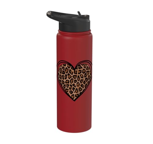 Heart Shape Cute Cheetah Leopard Print Graphic Stainless Steel Insulated Water Bottle