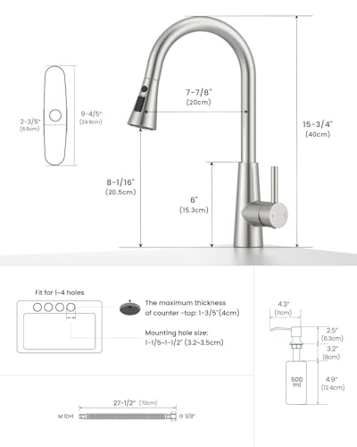 Touchless Kitchen Faucet with Soap Dispenser Brushed Nickel