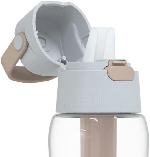 Dafi Filtered Water Bottle with Straw 17 oz - Sports Water Bottle Reusable with Carbon Filter for Gym, Travel, Daily Use - Leakproof, BPA-Free with Hypoallergenic Mouthpiece & Carrying Handle - Beige