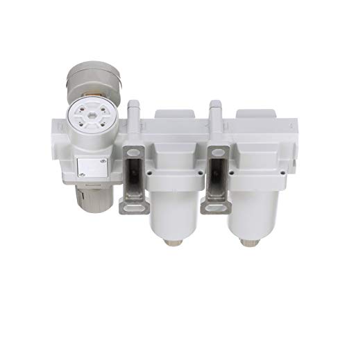 SAU430-N04G-MEP 3 Stage Compressed Air Filter Dryer System - Particulate Air Filter, Coalescing Air Filter, Compressed Air Pressure Regulator Combo, 1/2" NPT - Metal Bowl, Manual Drain