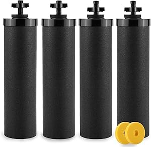 Upgrade Black Water Filter Activated Carbon by Fetechmate with Ultra Filtration Membrane Water Purification Elements Replacement Compatible with Ber (4 Count)