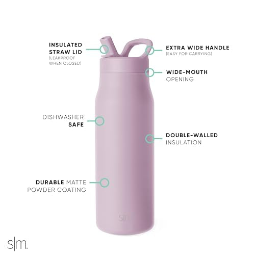 Insulated Water Bottle with Manual Straw