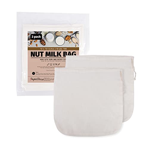 2 Pieces Reusable Grade 100 Nut Milk Bags for Straining (2 Count)
