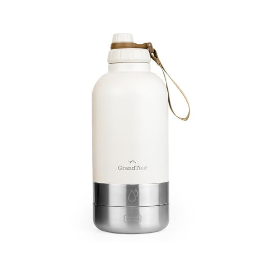 Insulated Portable Water Bottle with 2 Detachable Dog Bowl Dispenser