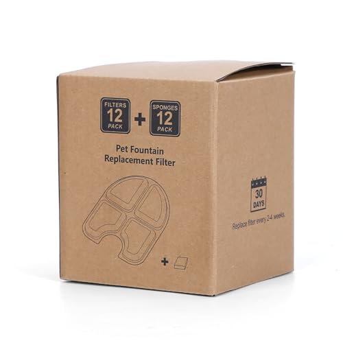 12 Packs Dog Water Fountain Filters for 3Gal
