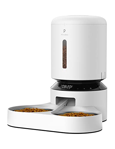 Automatic Cat Food Dispenser for 2 Pets 5L Auto Dog Feeder Dry Food Dispenser with Splitter & 2 Stainless Bowls