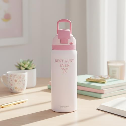 Aunt Insulated Stainless Steel Water Bottle with Straw for Sports and Travel