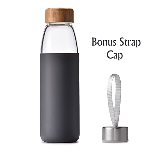 25 Oz Borosilicate Glass Water Bottles with Bamboo Lid