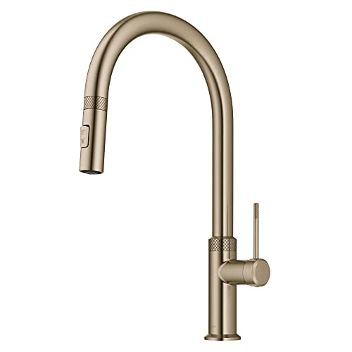 Brushed Gold 17 in Pull Down Kitchen Faucet KPF