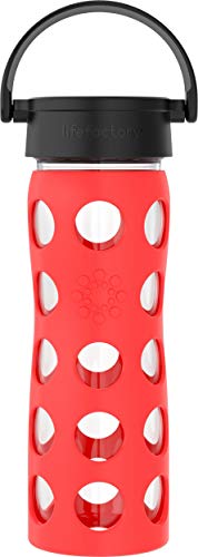 16-Ounce BPA-Free Glass Water Bottle with Classic Cap and Protective Silicone Sleeve, Poppy
