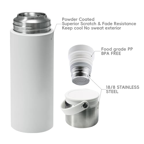 16 oz Stainless Steel Tea Infuser Bottle with Lid double as Tea Cup