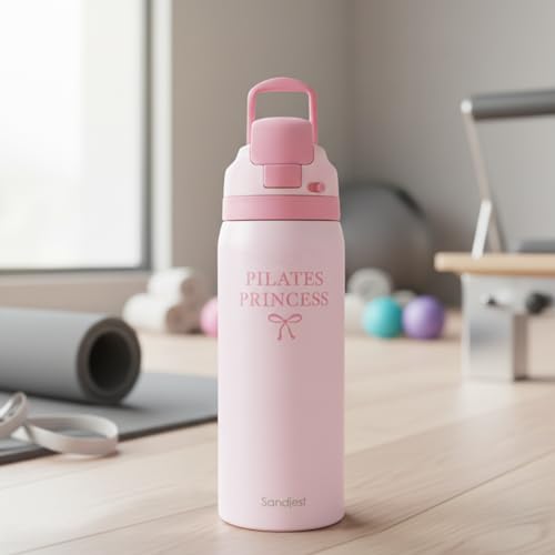 Pilates Insulated Stainless Steel Water Bottle with Straw for Sports and Travel