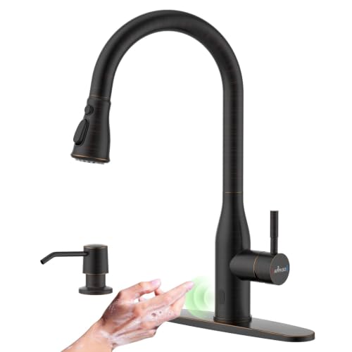 Oil Rubbed Bronze Touchless Kitchen Faucet with Soap Dispenser