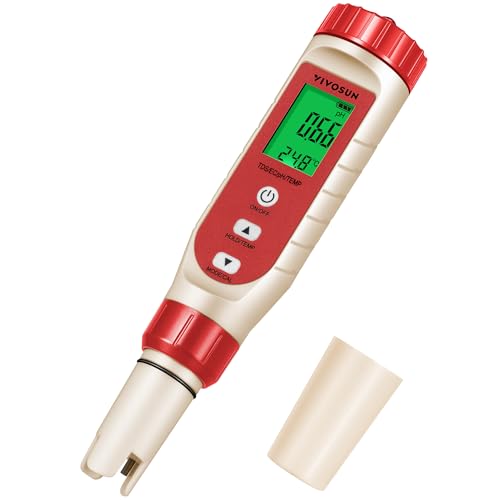 4-in-1 Digital pH Meter with pH/TDS/EC/Temp Function, 0-14.0 pH Measurement Range, ±0.1 pH Accuracy Water Quality Tester for Hydroponics, Household Drinking, and Aquarium