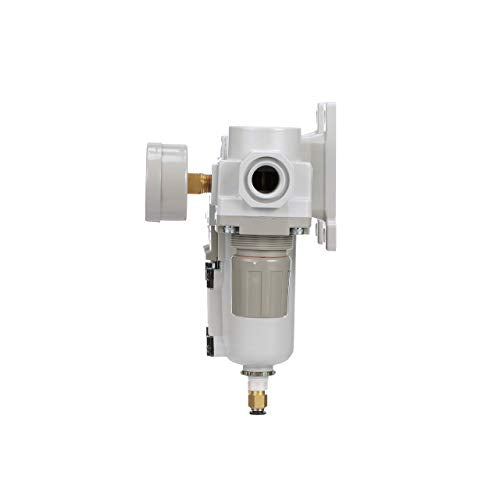 SAU430-N04DG-MEP Three Stage Air Drying System Particulate Air Filter, Coalescing Filter, Air Pressure Regulator Combo 1/2" NPT - Metal Bowl, Auto Drain, Bracket, Gauge
