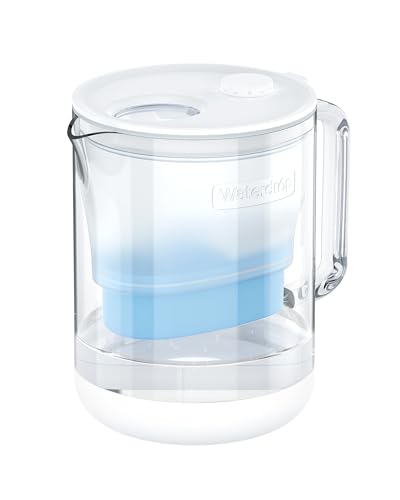 PT-72C-A Glass Alkaline Water Filter Pitcher, 7-Cup, Blue