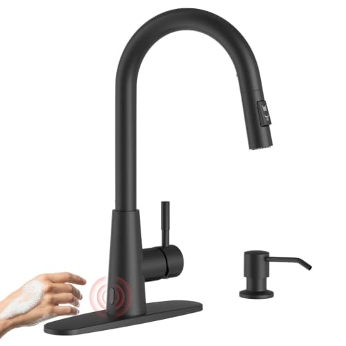 Black Touchless Kitchen Faucet Motion Sensor with Pull Down Sprayer