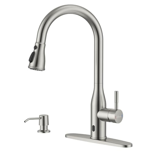 Touchless Kitchen Faucet with Soap Dispenser and Pull Down Sprayer