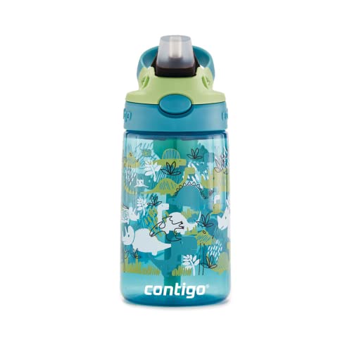 Kids Straw Water Bottle with AUTOSPOUT Lid 14oz. Dinos