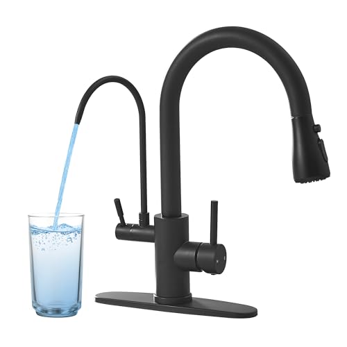 Black Kitchen Faucets with Water Filter and Pull Down Sprayer