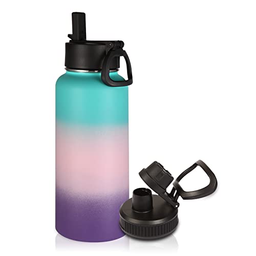 32 oz Water Bottle with Straw Lid & Spout Lid
