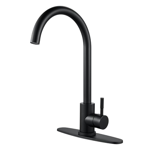 Single Handle High Arc Matte Black Kitchen Faucet Stainless Steel Commercial Single Hole Kitchen Sink Faucet