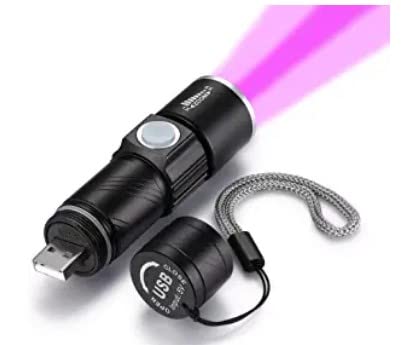 UV Light Rechargeable Flashlight 395nm Blacklight Wood's Lamp Mini