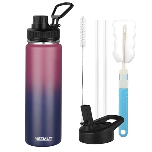 18oz Sports Insulated Water Bottle for School with 2 Lids