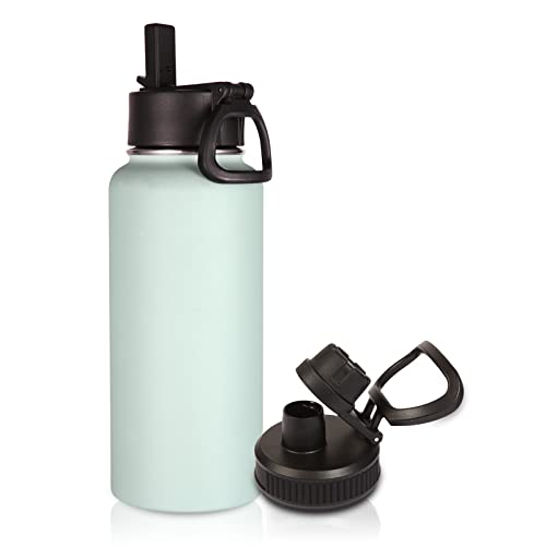 32 oz Insulated Water Bottle with Straw Lid & Spout Lid