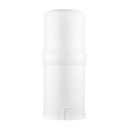 Boroux Legacy Gravity-Fed Countertop Stainless Steel Water Filter System | 3 Gallons with 2 Authentic Black Foundation. Filters | Matte White