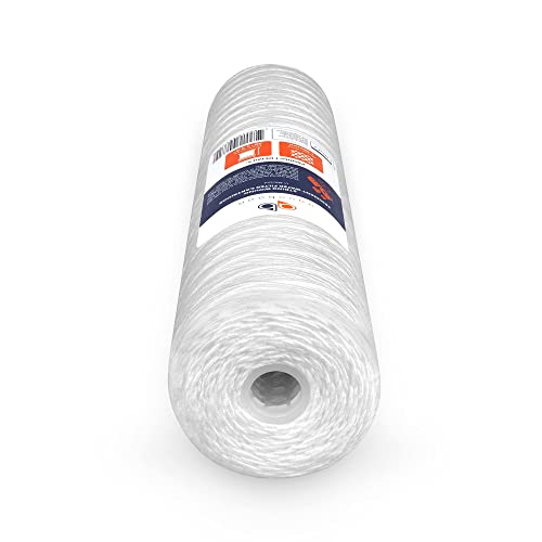 1 Micron Whole House 20" x 4.5" String Wound Water Filter Replacement Cartridge for Well Water Compatible with SWC (10 Count)
