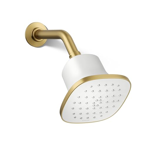 37722-G-2MB Cinq Square Single-Function Filtered Showerhead, Five-Layer Filtration, 1.75 GPM, Contemporary Design, Easy to Clean, Vibrant Brushed Moderne Brass