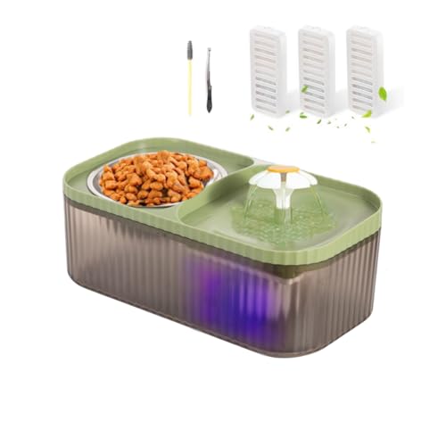 Cat Water Fountain and Stainless Steel Food Bowl (100 Fl Oz)
