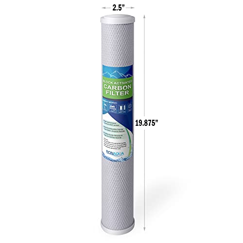 Standard Whole House Coconut Shell Carbon Block 5 Micron Water Filter 20” x 2.5” Fits 20” x 2.5” Housings. Remove Chlorine and Bad Odor. Compatible with C1