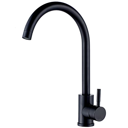 High Arc Matte Black Kitchen Faucet Single Handle Stainless Steel