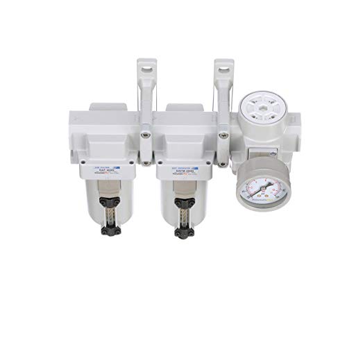 SAU430-N04DG-MEP Three Stage Air Drying System Particulate Air Filter, Coalescing Filter, Air Pressure Regulator Combo 1/2" NPT - Metal Bowl, Auto Drain, Bracket, Gauge