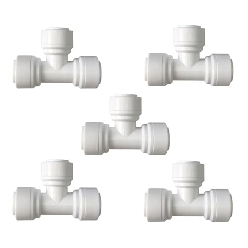 3 8 inch Tee Connector Push to Connect Fittings Plastic Quick Fitting for water purification&RO System (5 Count)