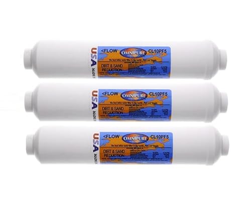 Omnipure -(CL10PF5-B) - 10" x 2" Sediment Inline Filter - 5 Micron 1/4" FPT 3 Pack (3 Count)