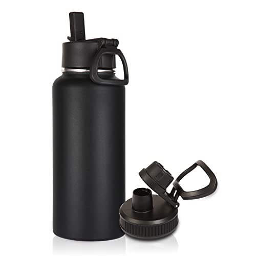 32 oz Insulated Water Bottle with Straw Lid and Spout Lid