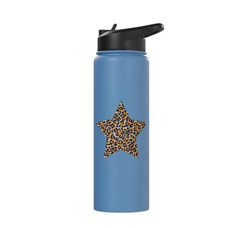 Star Shape Cute Cheetah Leopard Print Graphic Stainless Steel Insulated Water Bottle