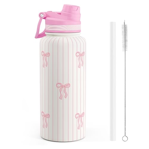 Bow Stainless Steel Water Bottle with Strap 32oz