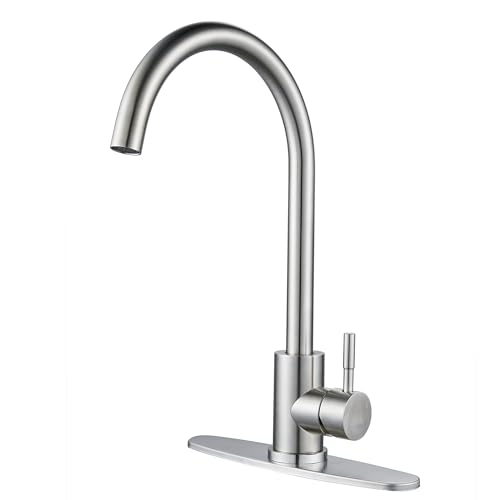 Single Handle High Arc Brushed Nickel Kitchen Faucet Stainless Steel Commercial Single Hole Kitchen Sink Faucet